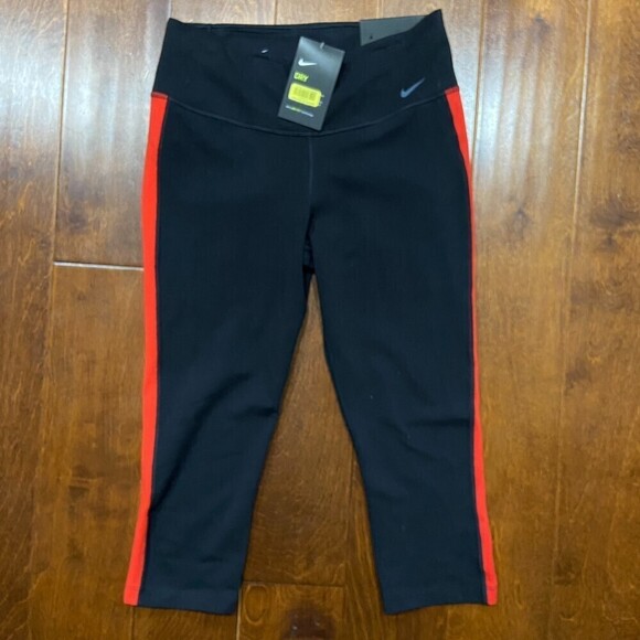 Nike Dri Fit Tight Black Red Training Leggings Pants Women's Size Medium NWT - Picture 2 of 6